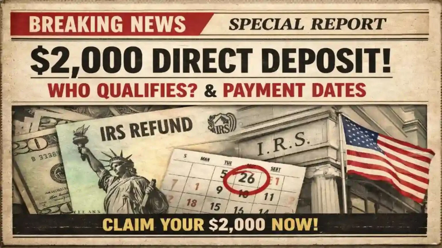IRS direct deposit 2026, $2000 stimulus check 2026, IRS payment news, tax refund 2026, IRS eligibility, stimulus check update, IRS payment dates, US tax refund news, child tax credit 2026, IRS deposit update, financial relief news, IRS latest updates, stimulus rumors 2026, tax season 2026, direct deposit IRS